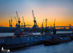 Hamburger Hafen Fotos - Sonnenuntergang an Brücke 10