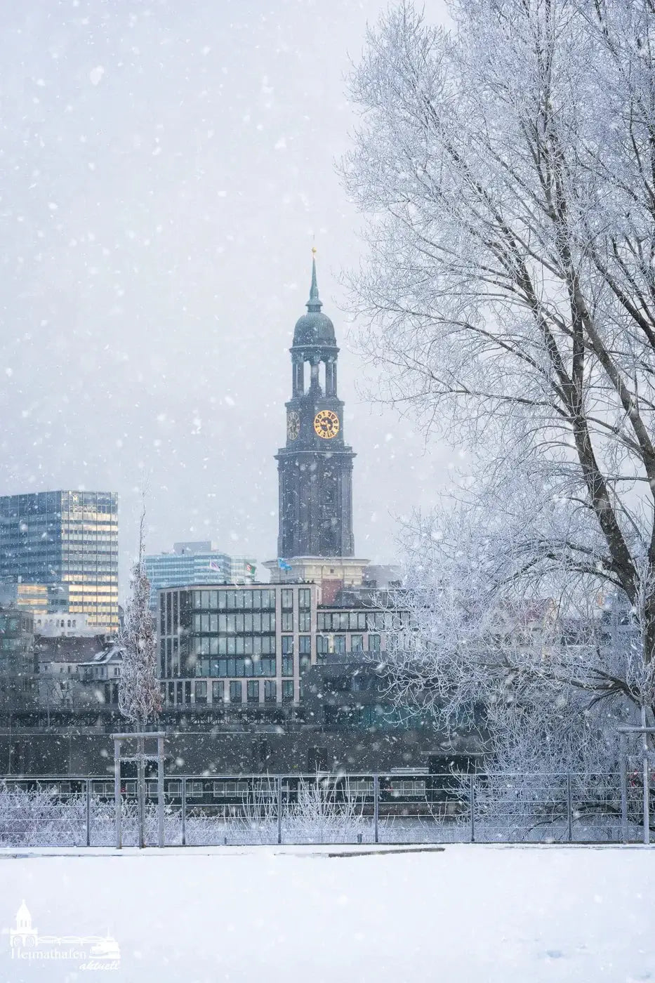 Hamburg im Winter Bilder - Hamburger Michel im Schneegestöber