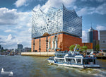 aus dem Hamburger Hafen - Elbphilharmonie und Fahrgastschiff CONCORDIA 