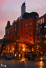 Stilwerkbrücke Hamburg bei Sonnenuntergang