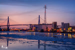 Köhlbrandbrücke bei Nacht im Winter – Hamburg Bilder kaufen