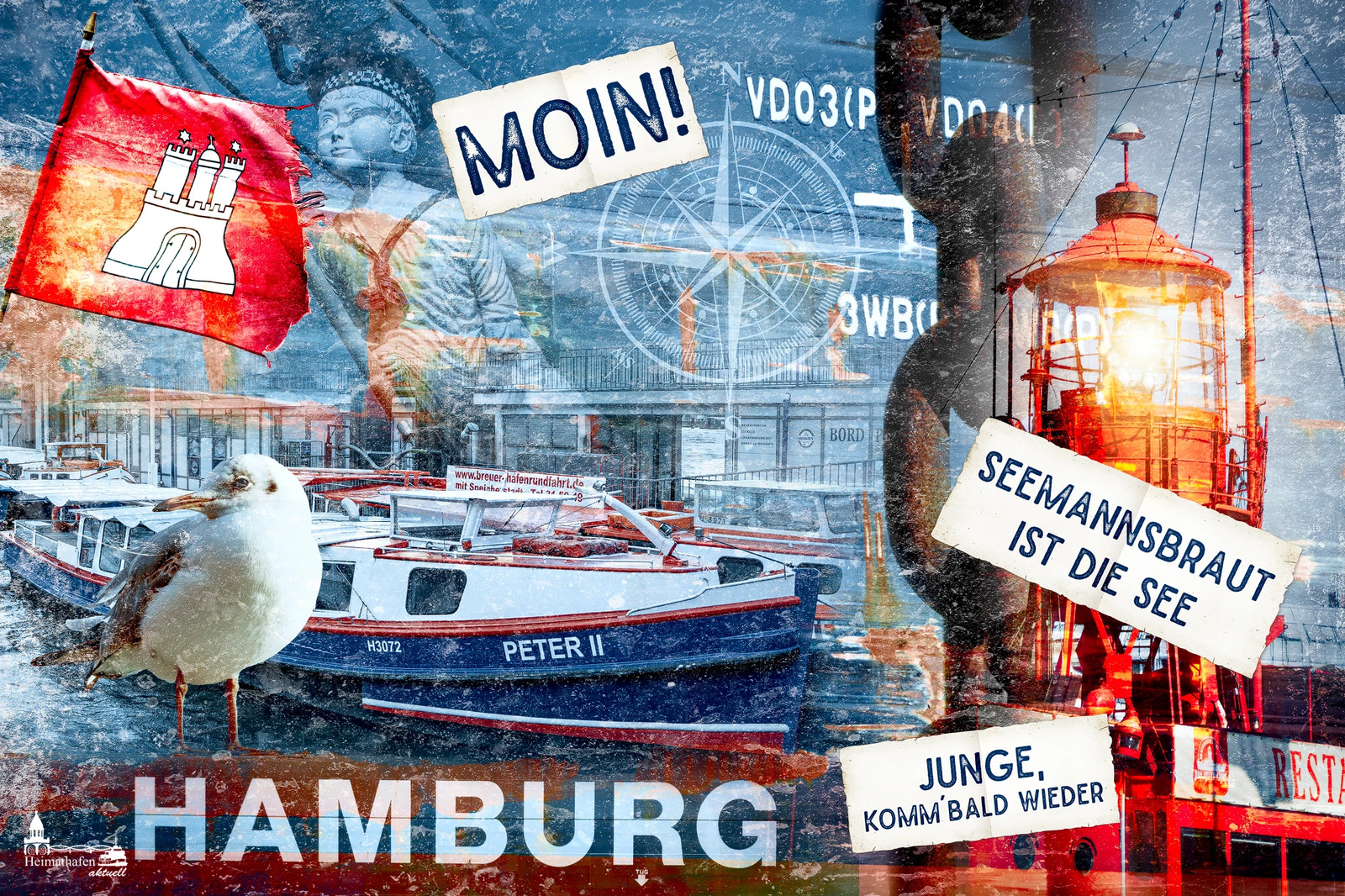 Fotocollage Hamburg - "MOIN" von Inga Lewandowski, abstrakt