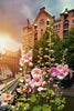 Hamburg Wandbilder im Hochformat - Speicherstadt mit Stockrosen 